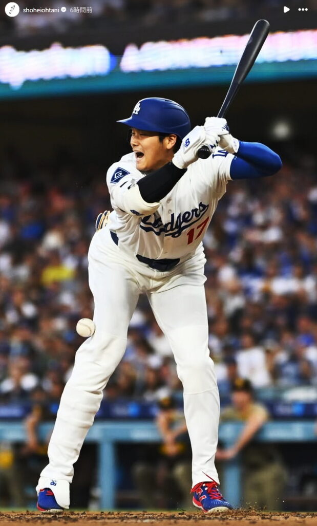 大谷翔平 死球 インスタグラム