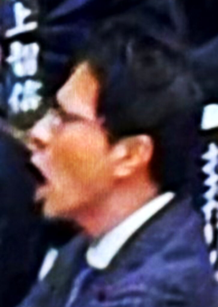 高市早苗首相演説 ヤジ 立憲民主党・岡田悟 出典：国会中継